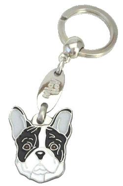 FRENCH BULLDOG BLACK AND WHITE <br> (keyring, engraving included)